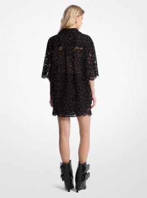 Studded Corded Floral Lace Shirt image number 1