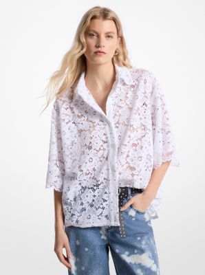 Studded Corded Floral Lace Shirt