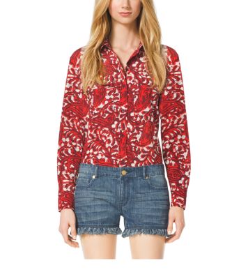 Paisley Button-Down Shirt in GRENADINE | Michael Kors