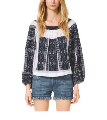 Embroidered Gauze Top