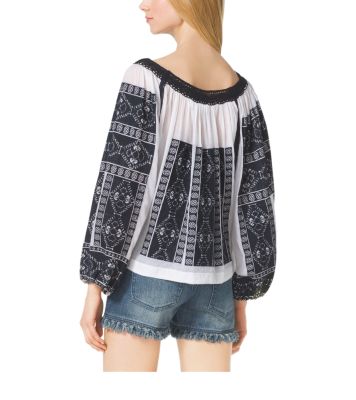 Embroidered Gauze Top
