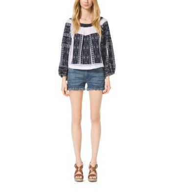 Embroidered Gauze Top