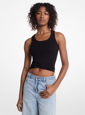 Camiseta sin mangas de punto elástico con lazo delantero