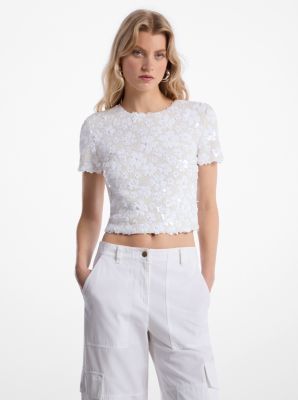 Floral Embellished Scuba Top