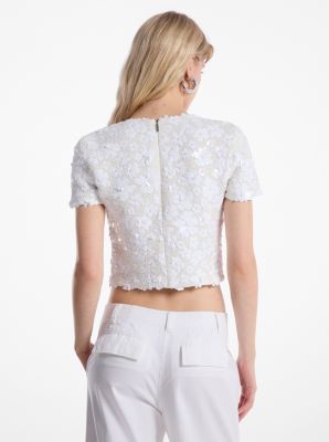 Floral Embellished Scuba Top