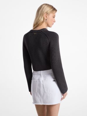 Garment-Dyed Ribbed Cotton Cropped Sweater image number 1