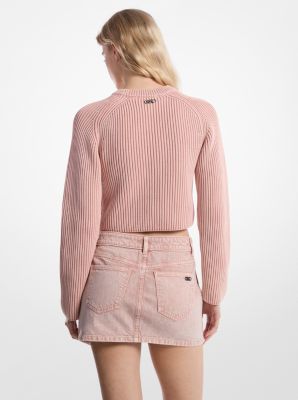 Garment-Dyed Ribbed Cotton Cropped Sweater image number 1