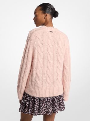 Cable Knit Nylon and Alpaca Blend Sweater image number 1