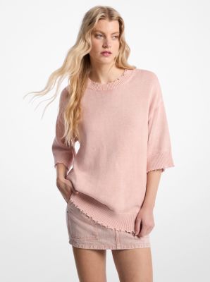 Distressed Garment-Dyed Cotton and Cashmere Blend Sweater