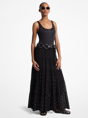 Studded Georgette Tiered Maxi Skirt image number 0