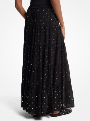 Studded Georgette Tiered Maxi Skirt image number 1