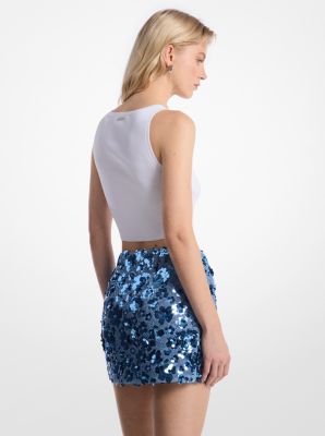 Floral Embellished Scuba Skirt