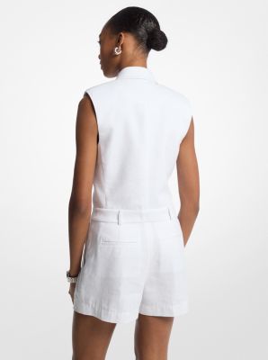 Linen and Cotton Blend Tailored Romper image number 1