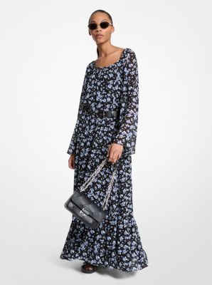 Vestido largo floral de georgette image number 0