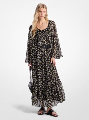 Robe longue en crêpe georgette à imprimé floral