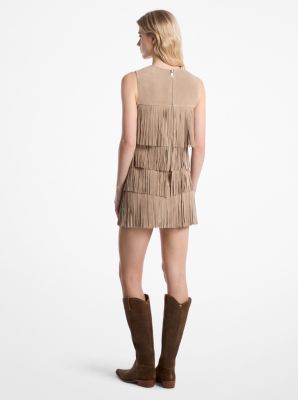 Suede Fringed Mini Dress image number 1