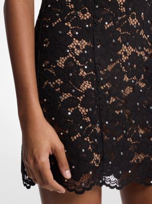 Studded Corded Floral Lace Mini Dress image number 2