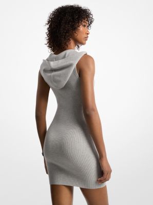 Ribbed Stretch Viscose Hooded Dress image number 1