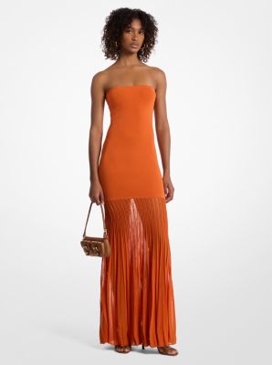 Stretch Knit Sheer Strapless Dress image number 0