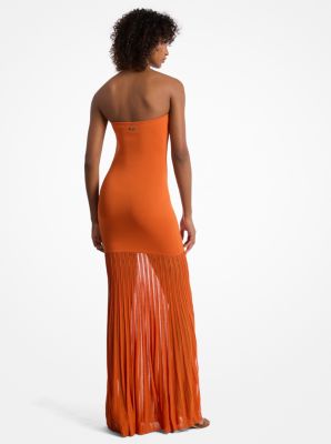 Stretch Knit Sheer Strapless Dress image number 1