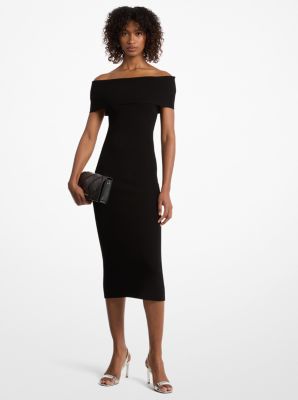 Off-Shoulder-Kleid aus Stretch-Strick