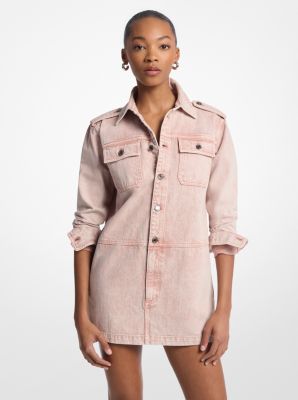 Garment-Dyed Denim Mini Shirtdress