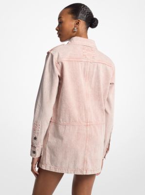 Garment-Dyed Denim Mini Shirtdress