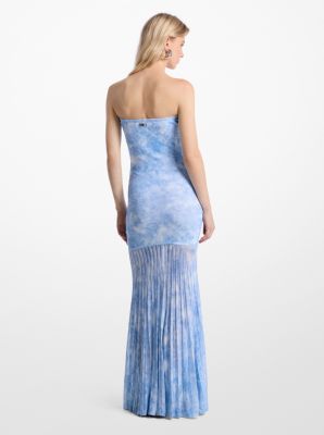 Robe sans bretelles transparente en tricot extensible tie-and-dye image number 1