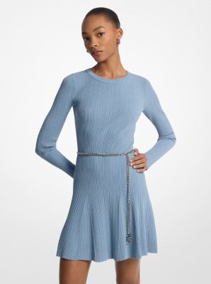 Stretch Knit Belted Dress