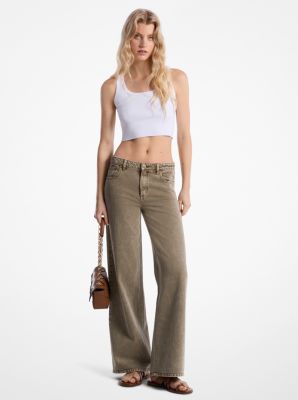 Garment-Dyed Wide Leg Jean