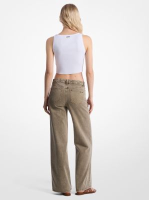 Garment-Dyed Wide Leg Jean