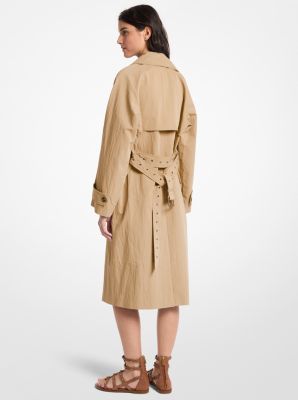 Oversized Washed Cotton and Nylon Trench Coat