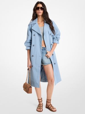 MK Oversize-Trenchcoat Aus Gewaschener Baumwolle Und Nylon - Blau
