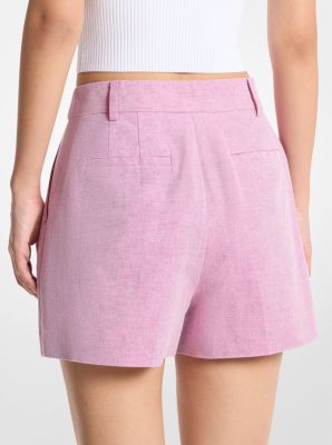Short pliss&eacute; en lin et en coton