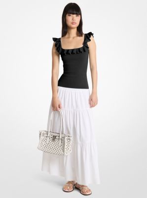 MK Tanktop Aus Stretch-Viskose Mit Rüschen - Schwarz