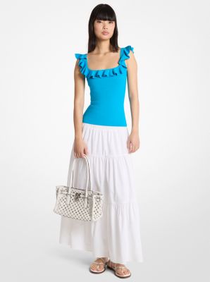 D&eacute;bardeur en viscose extensible &agrave; volants