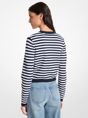 Striped Stretch Knit Cardigan