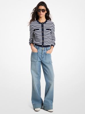 MK Strickjacke Aus Stretch-Strick Mit Streifen - Blau