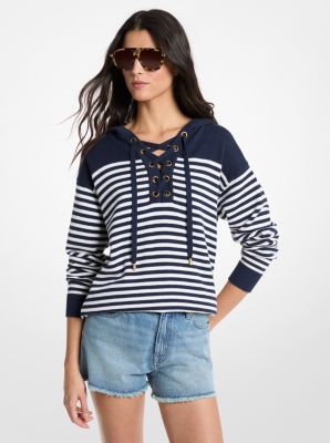 Striped Wool Lace-Up Hoodie