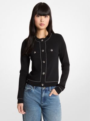 MK Strickjacke Aus Stretch-Strick Mit Nieten - Schwarz