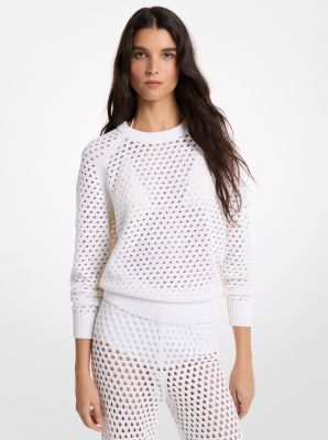 Open-Knit Stretch Cotton Sweater