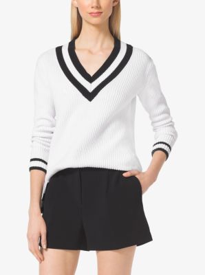 Cotton-Blend V-Neck Sweater