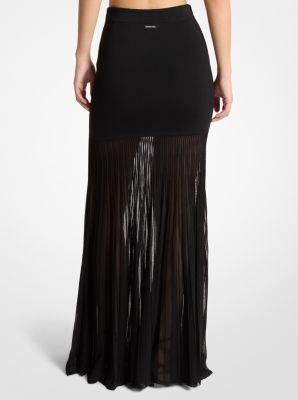 Stretch Knit Semi-Sheer Maxi Skirt