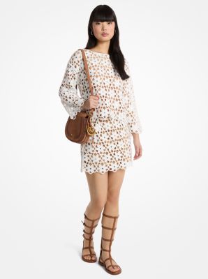 Mirror-Embellished Floral Crochet Skirt 170$