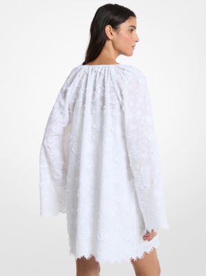 Kleid aus Baumwoll-Voile mit Blumenstickerei