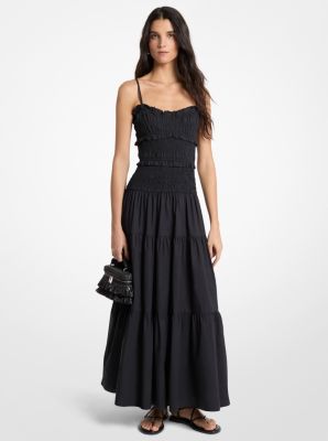 Smocked Cotton Poplin Maxi Dress