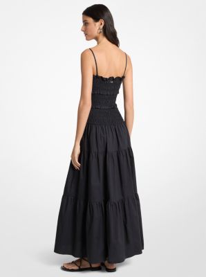 Smocked Cotton Poplin Maxi Dress