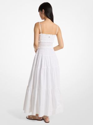 Smocked Cotton Poplin Maxi Dress