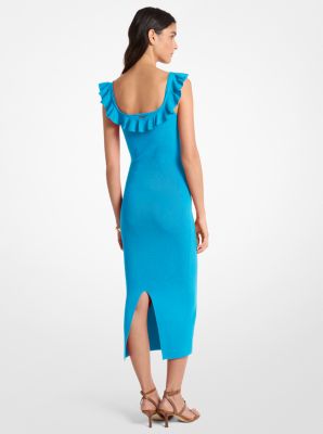 Ruffled Stretch Viscose Midi Dress