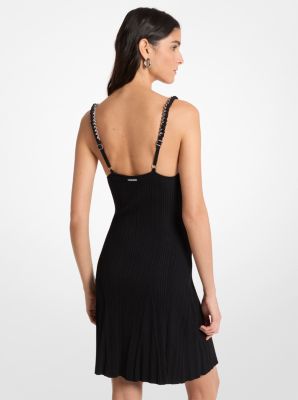 Chain Embellished Stretch Knit Tank Dress